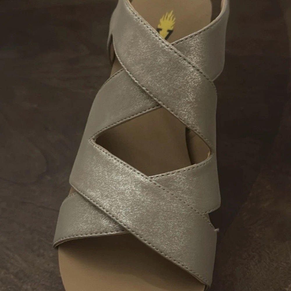 Volatile Metallic Silver Crisscross Strap Sandal